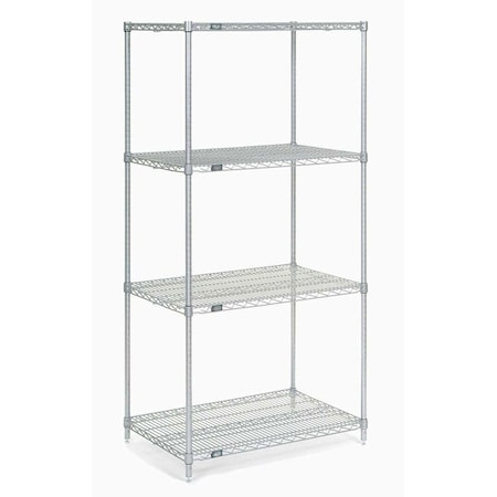 Nexel Poly-Z-Brite 5 Tier Wire Shelving Starter Unit, 30W x 24D x 74H 24307Z5